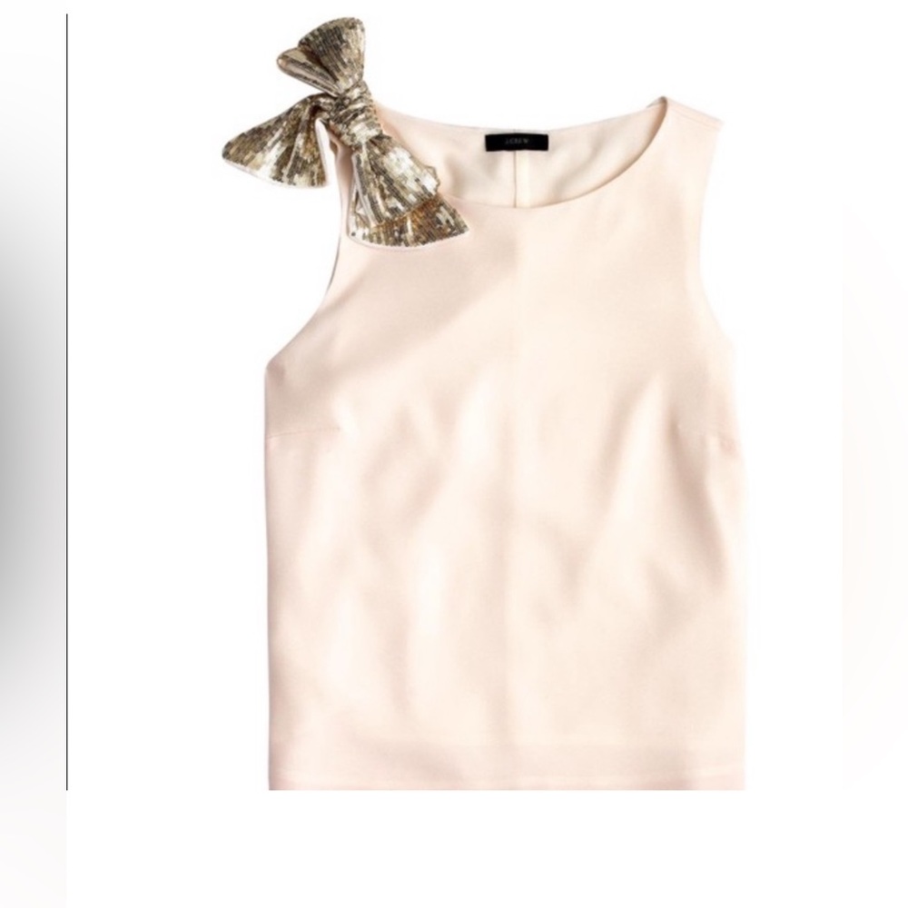 J. Crew sleeveless top with gold sequin bow